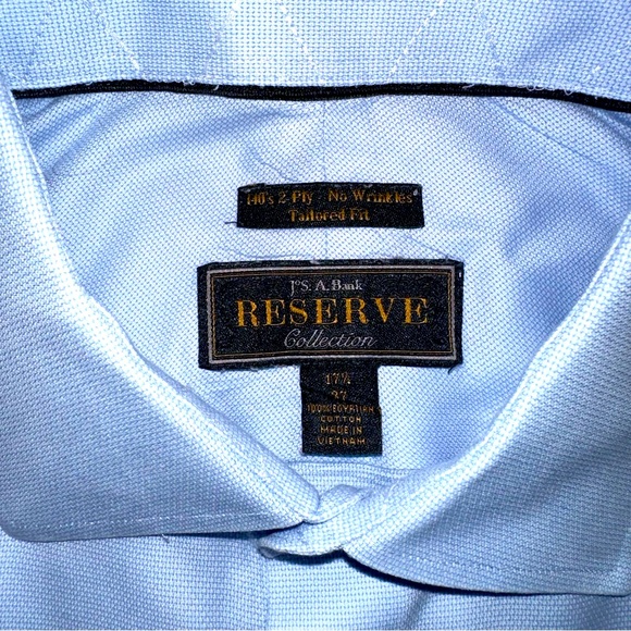 Jos. A. Bank Other - Jos A Bank Reserve Dress Shirt Mens Size 17.5 - 37 SLEEVE Blue Tailored Fit XXL